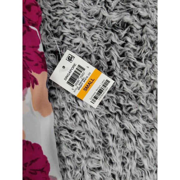 MAISON JULES Peplum Ruffle Asymmetric‎ Blouse Womens SZ S Pink Orange Floral - Picture 7 of 8